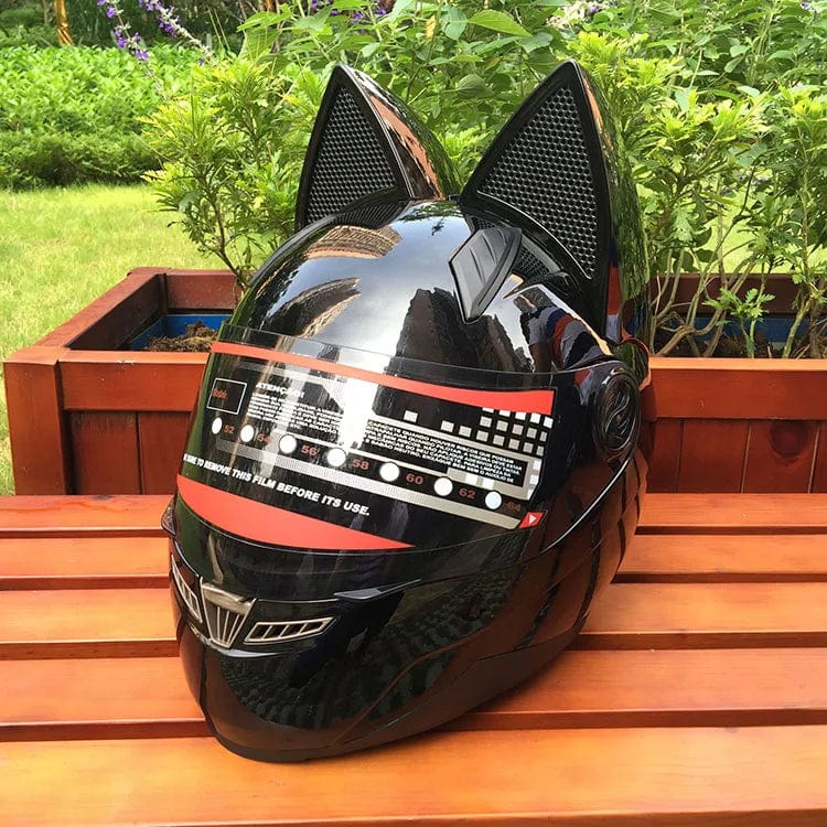 CatEars Full Face Motorcycle Helmet with Detachable Cat Ears Riding Helmet