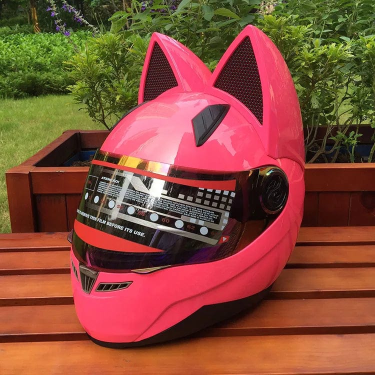CatEars Full Face Motorcycle Helmet with Detachable Cat Ears Riding Helmet