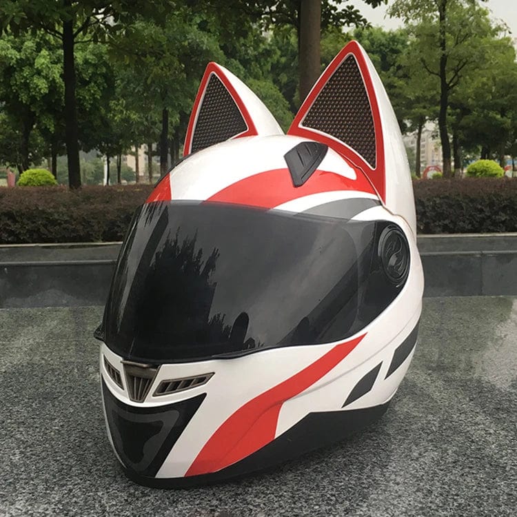 CatEars Full Face Motorcycle Helmet with Detachable Cat Ears Riding Helmet