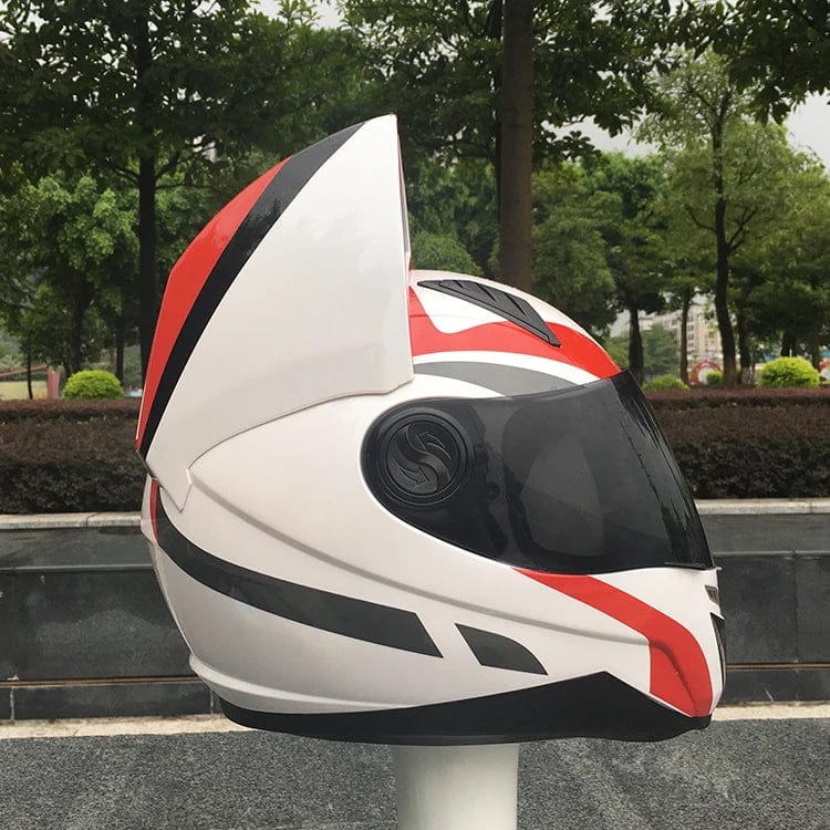 CatEars Full Face Motorcycle Helmet with Detachable Cat Ears Riding Helmet