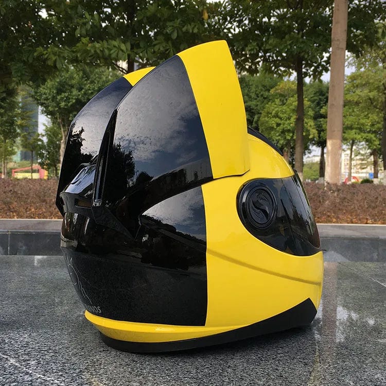 CatEars Full Face Motorcycle Helmet with Detachable Cat Ears Riding Helmet