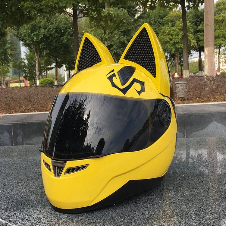 CatEars Full Face Motorcycle Helmet with Detachable Cat Ears Riding Helmet