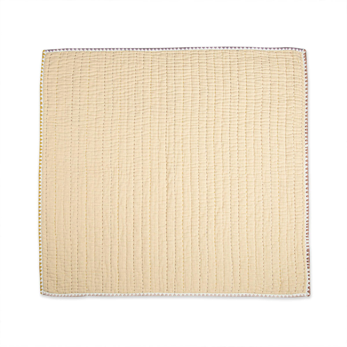 Kendi Beige Cotton Hand-Quilted Baby Blanket