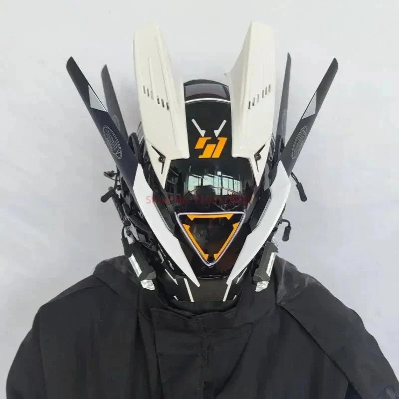 Cyberpunk Helmet Shinobi Mask: Robot Samurai Armor with LED Light
