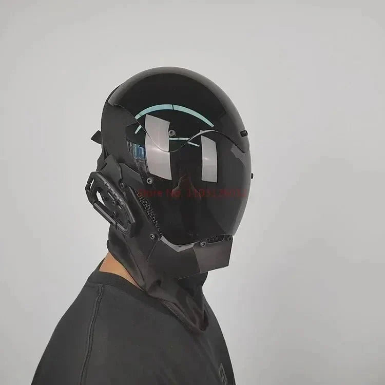Cyberpunk Helmet Shinobi Mask: Robot Samurai Armor with LED Light