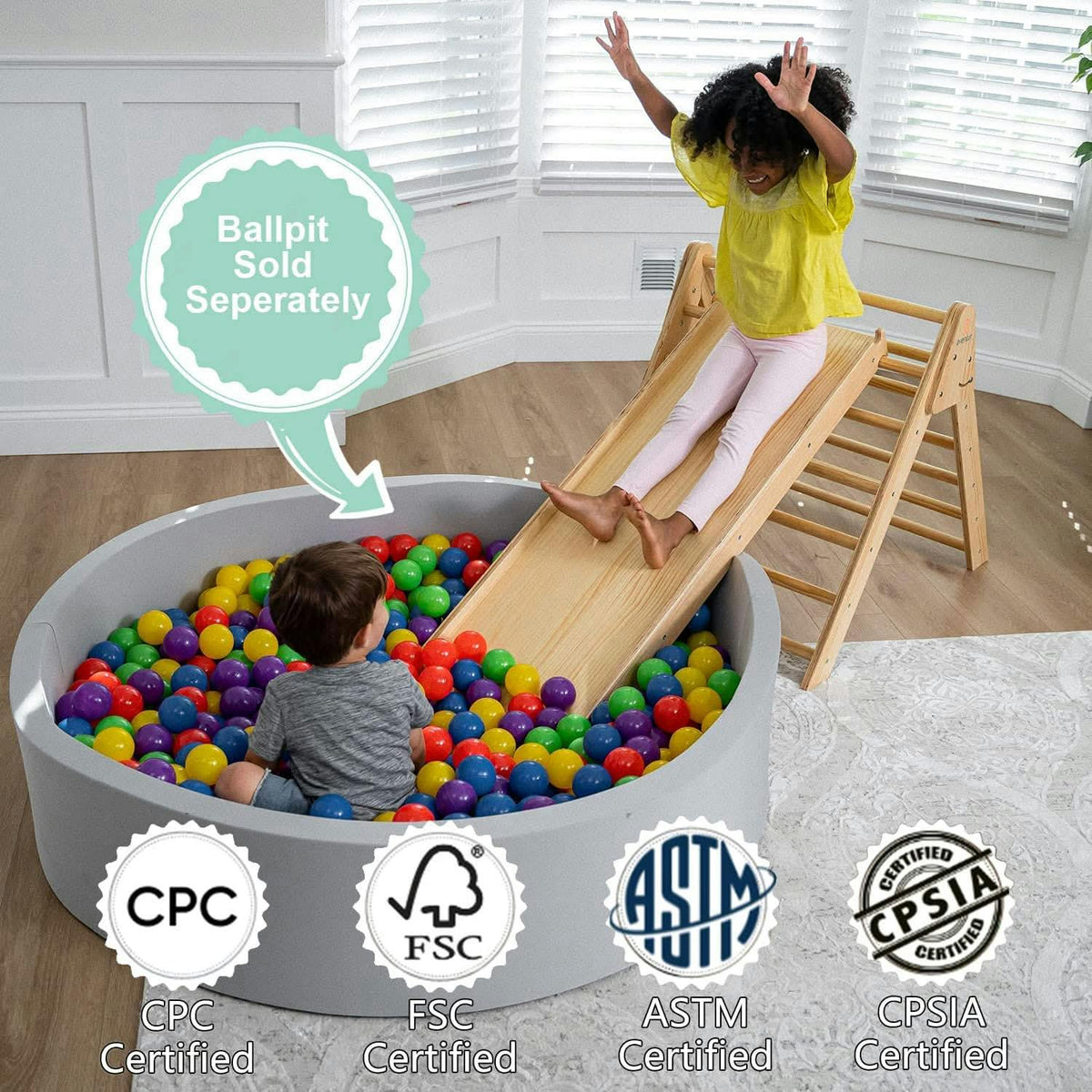 Hazel | Foldable Pikler Triangle Set with Slide, Ramp and Rocker