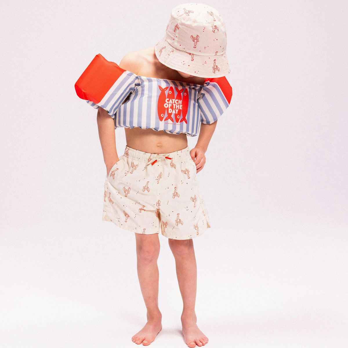 Swim Shorts - Beige/Red - Little Lobster