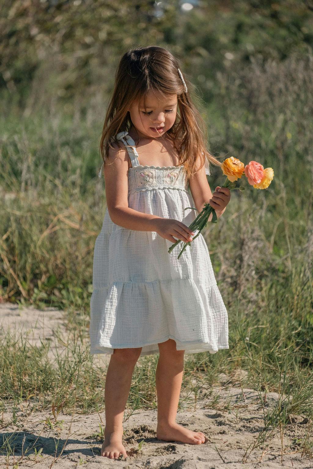 Crochet Dress in Blue Bouquet