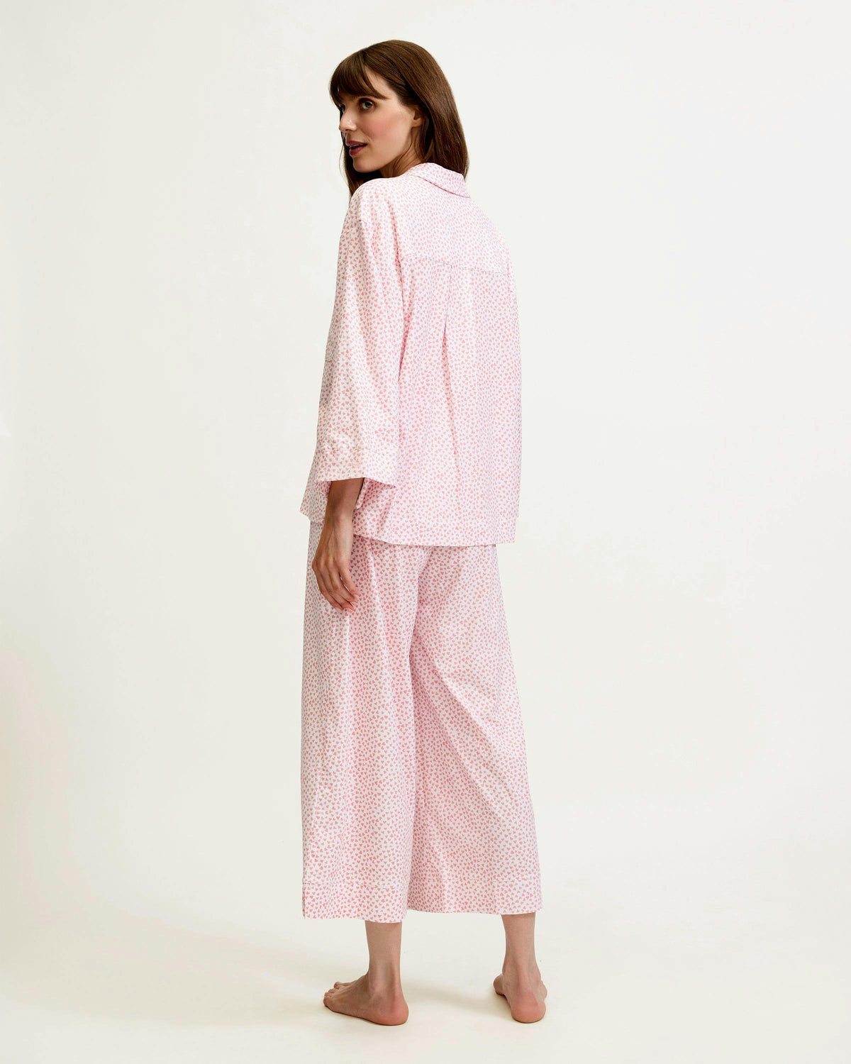 The Olivia Wide Leg Pima Pajama Set in Sweethearts