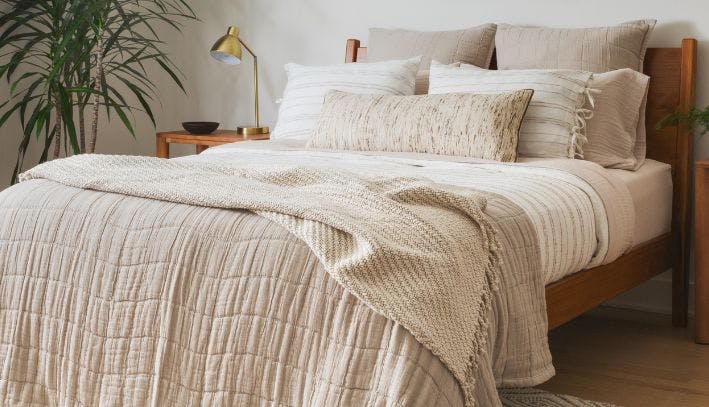 Layered Loom Fringe Rust & Ivory Throw Pillow