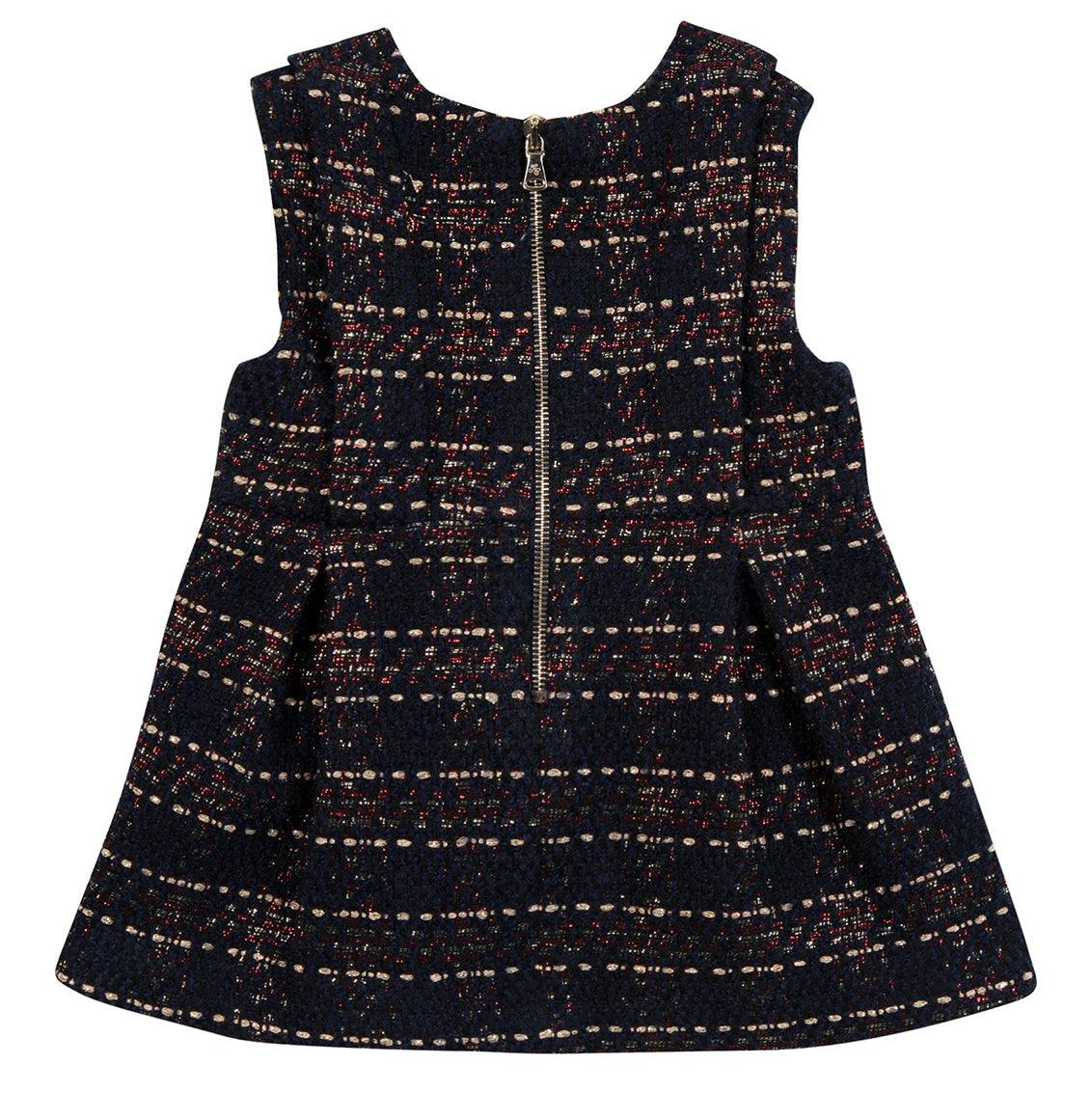 TARTINE ET CHOCOLAT BABY SLEEVELESS PLAID DRESS - MARINE