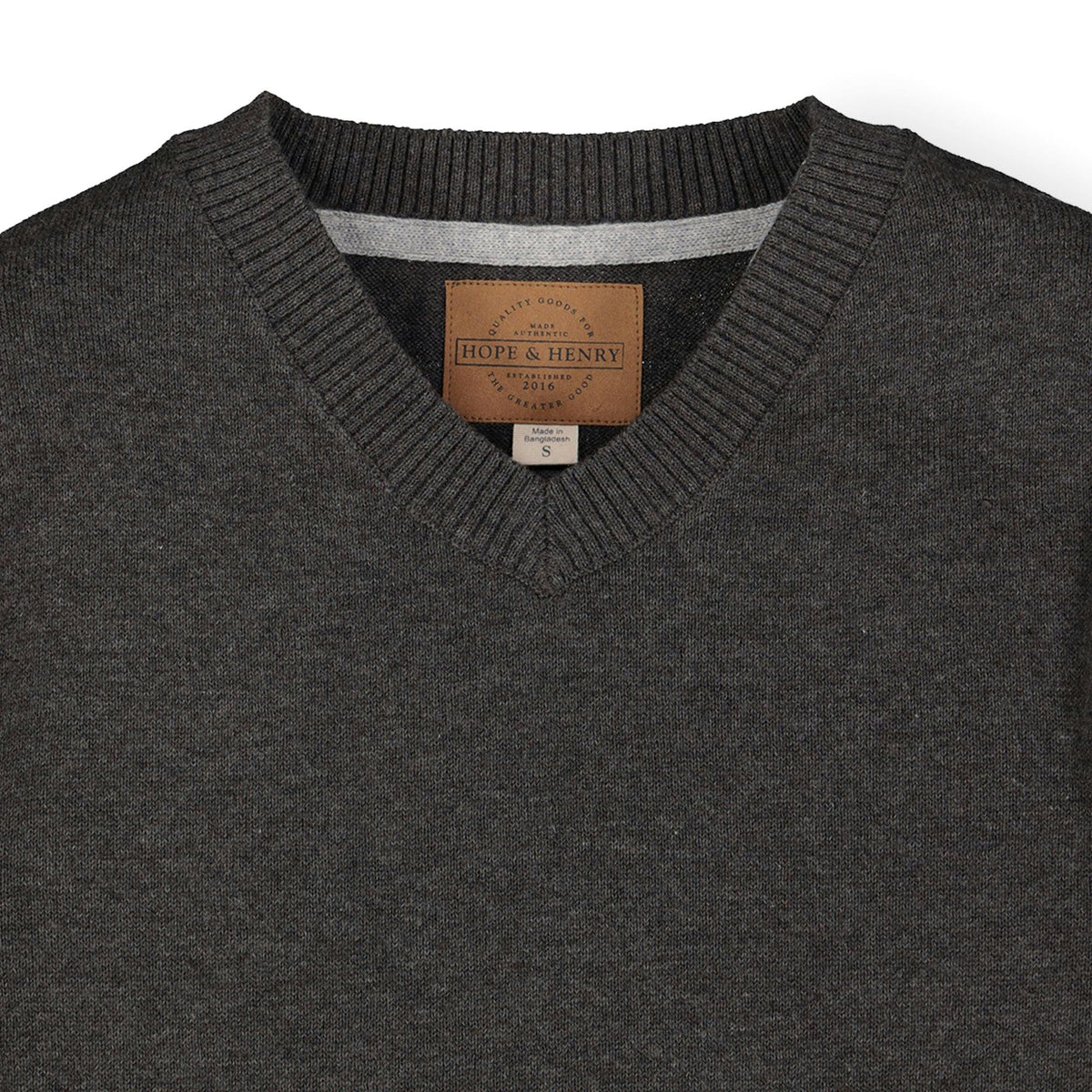 Organic V-Neck Sweater with Elbow Patches