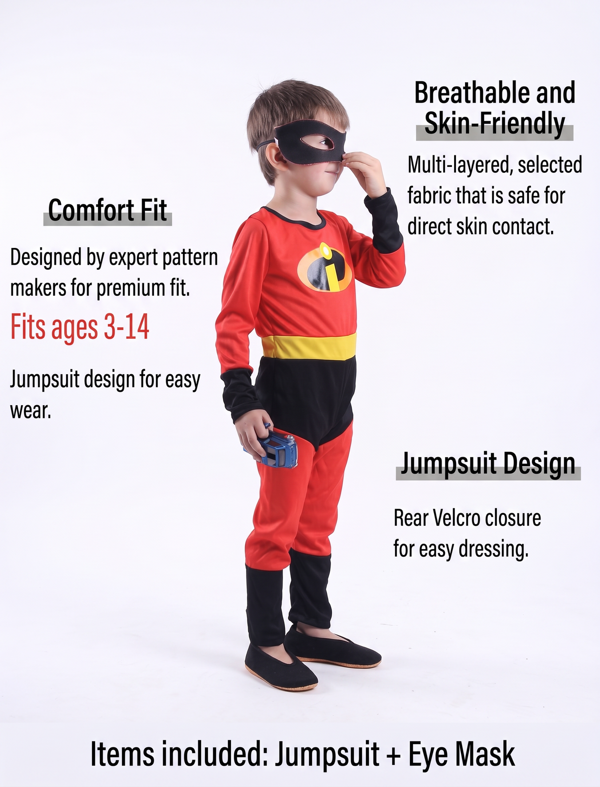 The Incredibles Super Suit Cosplay Costume (Non Screen Print )(Kid Version)