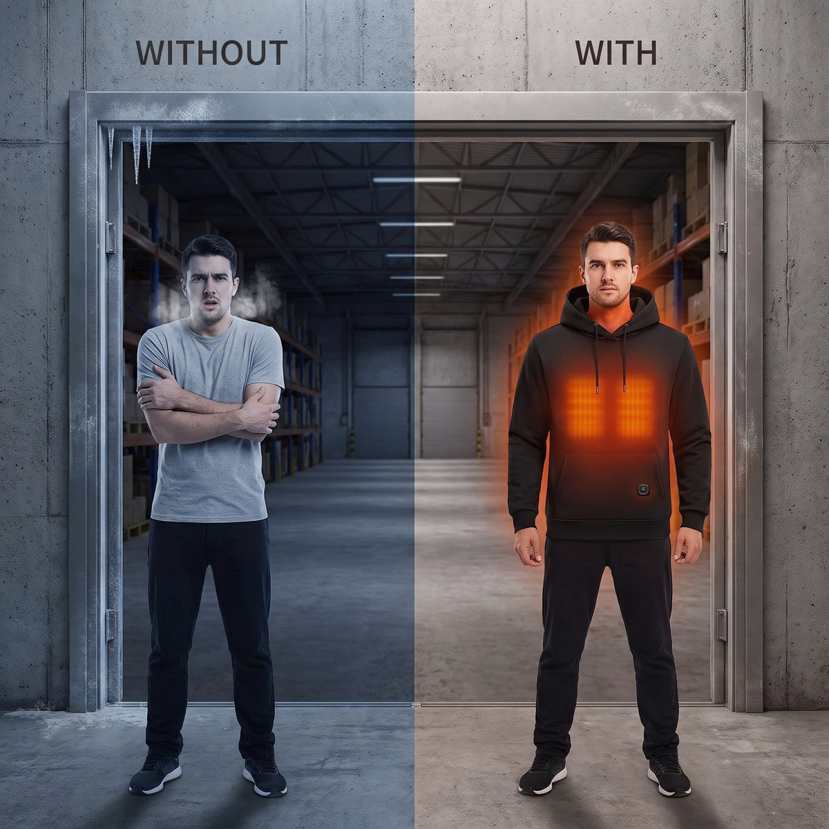 11 Zone Heated Hoodie Digital Display 3 Heat Settings Unisex Pullover