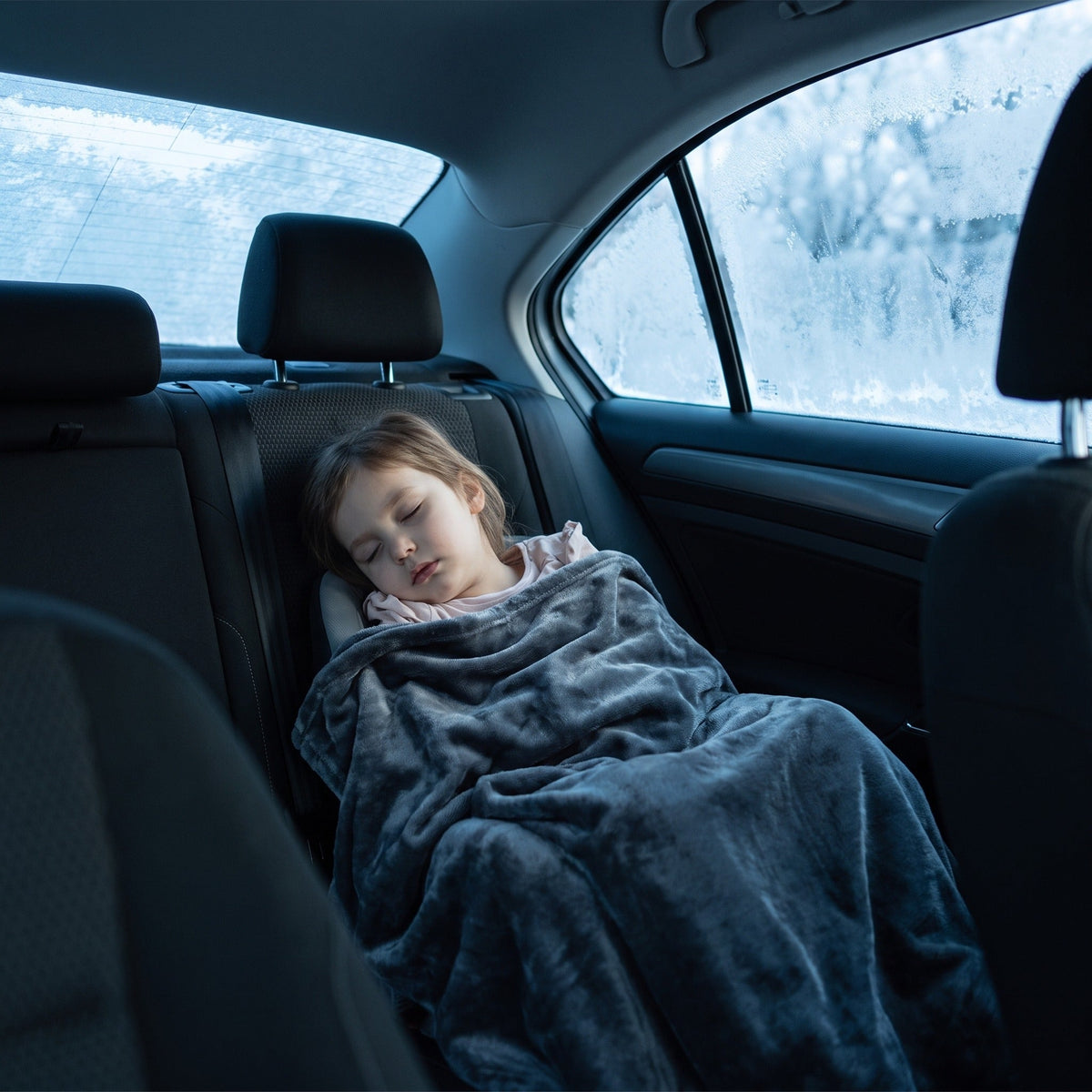 Flannel 12V Heated Car Blanket 9 Heat Levels Timer Travel Throw