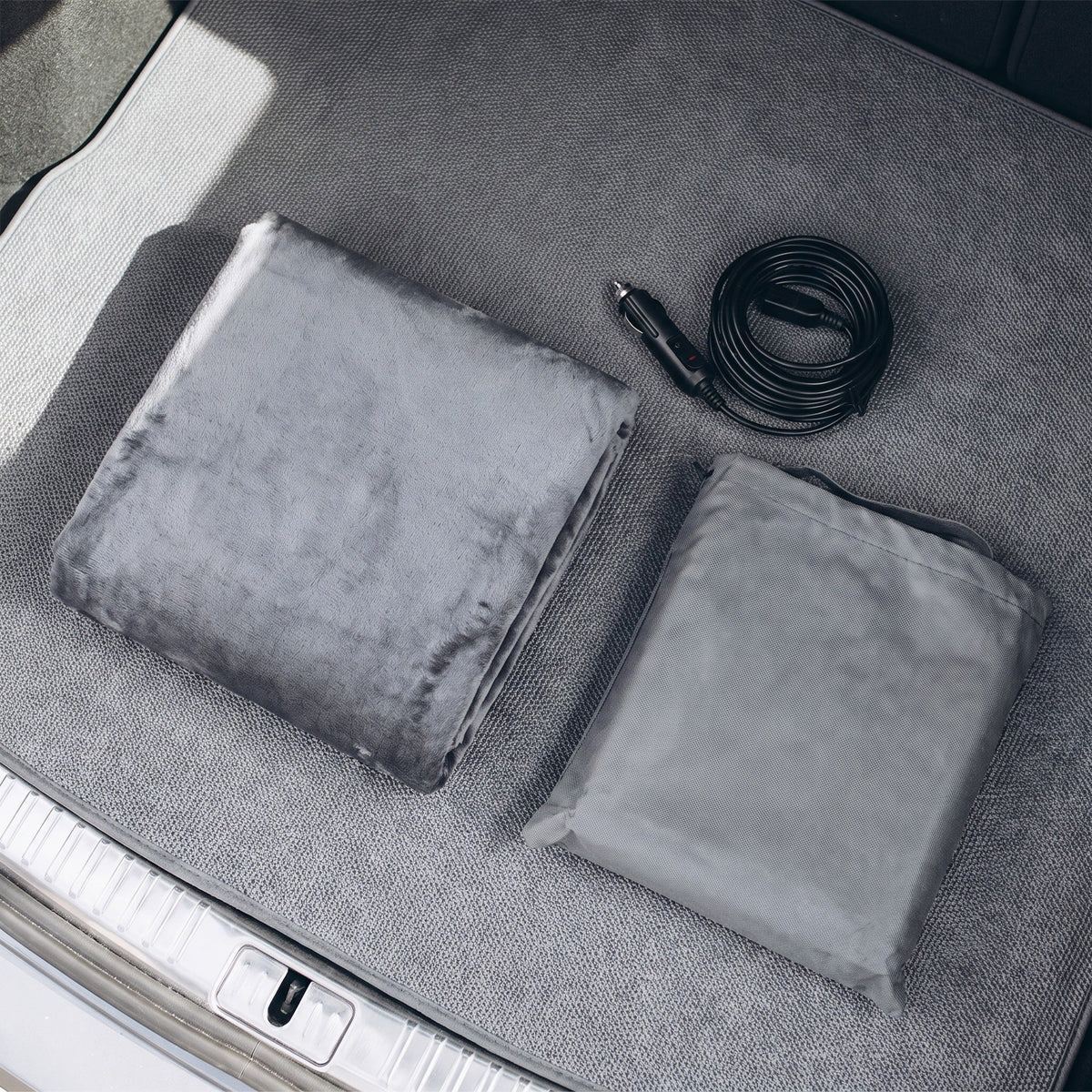 Flannel 12V Heated Car Blanket 9 Heat Levels Timer Travel Throw