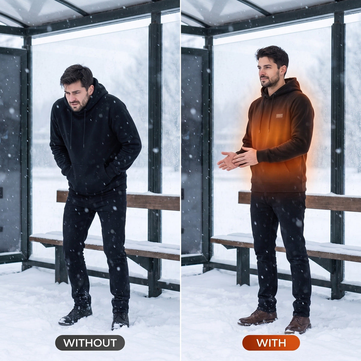 Full Body Heated Hoodie 35 Zones 4 Switches Men's Pullover Sweatshirt