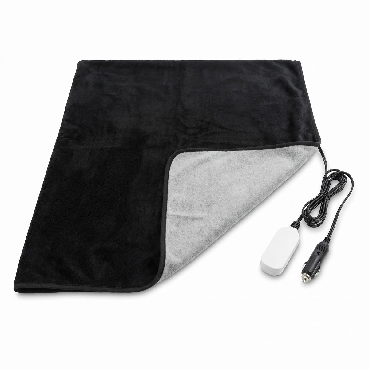 Plush 12V Heated Car Blanket Cigarette Lighter Plug Electric Throw