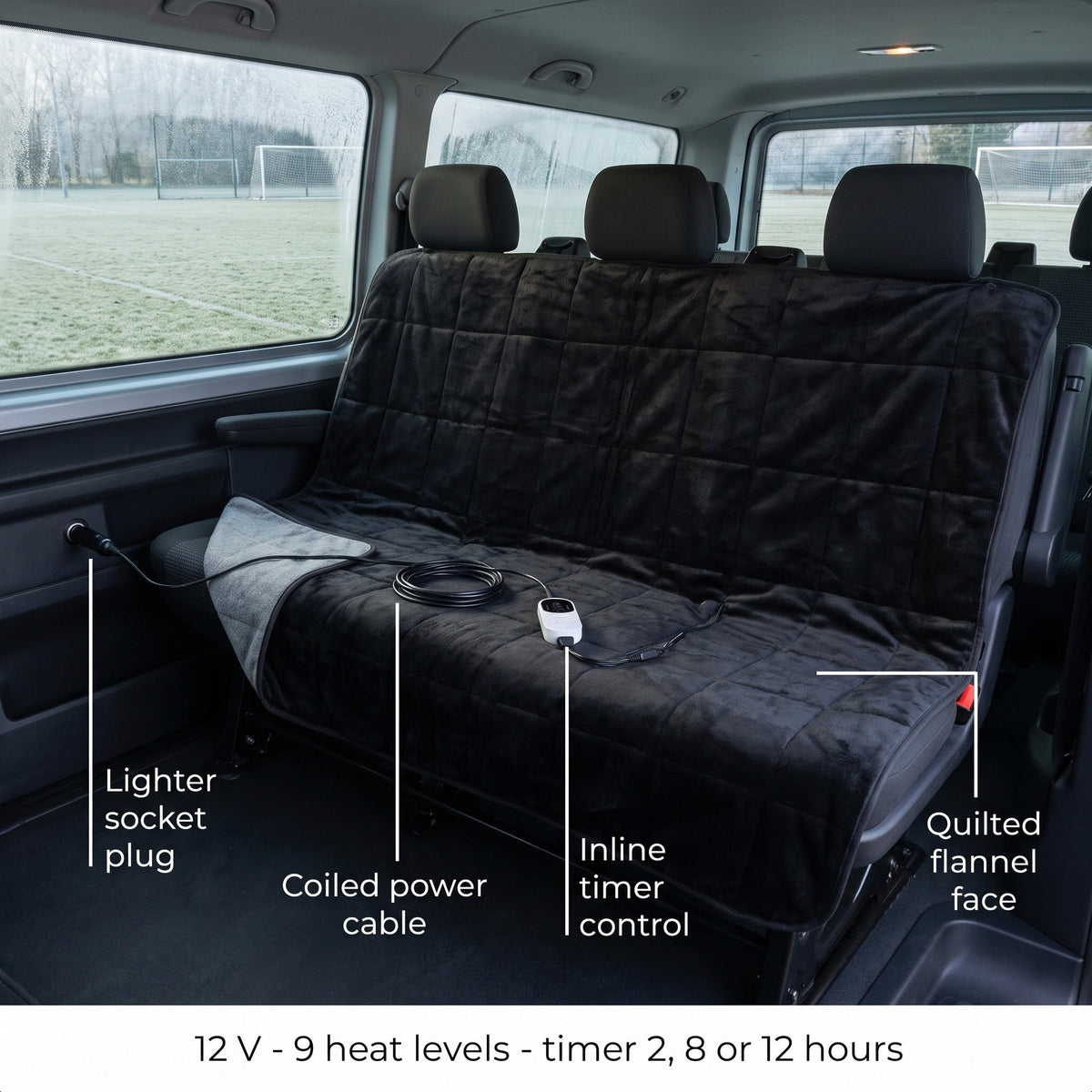 Plush 12V Heated Car Blanket Cigarette Lighter Plug Electric Throw