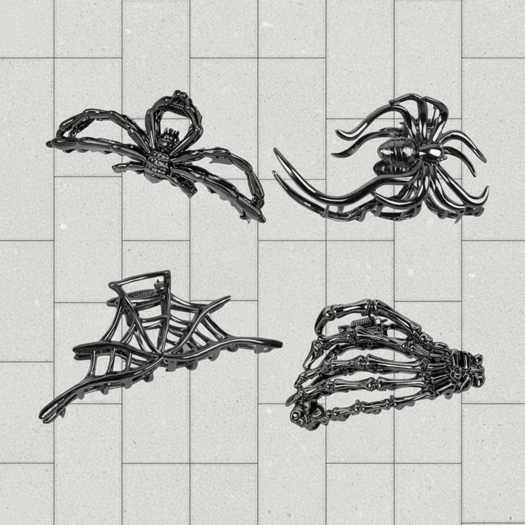 4-Piece Halloween Spider and Bat Hair Clip Set