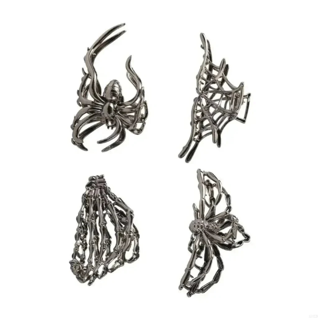 4-Piece Halloween Spider and Bat Hair Clip Set
