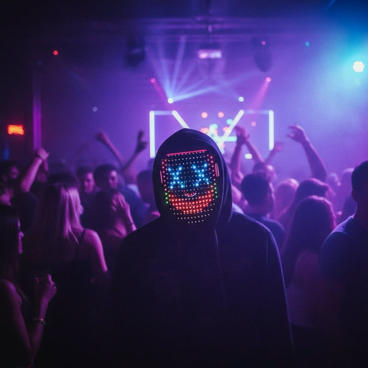 Kids' Red Light LED Halloween Costume Mask With Gesture Control And Interactive Display For Party