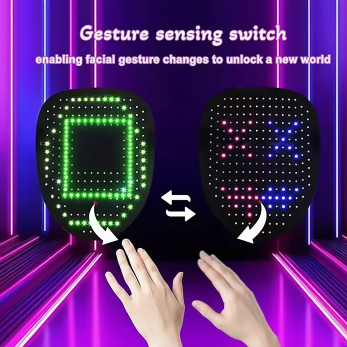 Kids' Red Light LED Halloween Costume Mask With Gesture Control And Interactive Display For Party