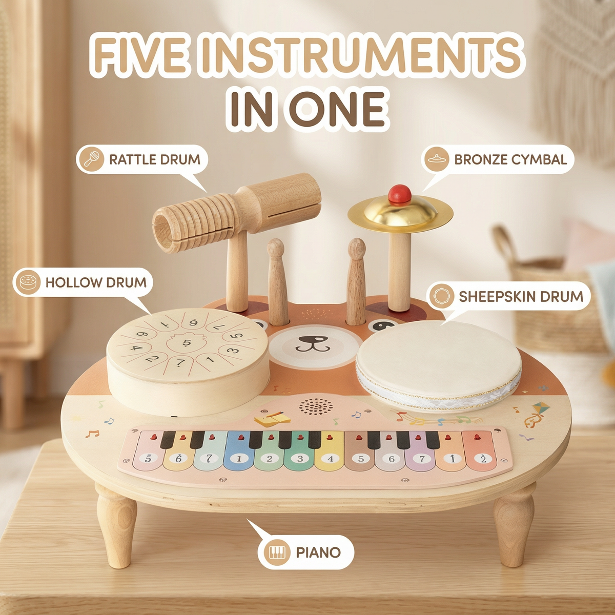 5 in 1 Montessori Musical Activity Table