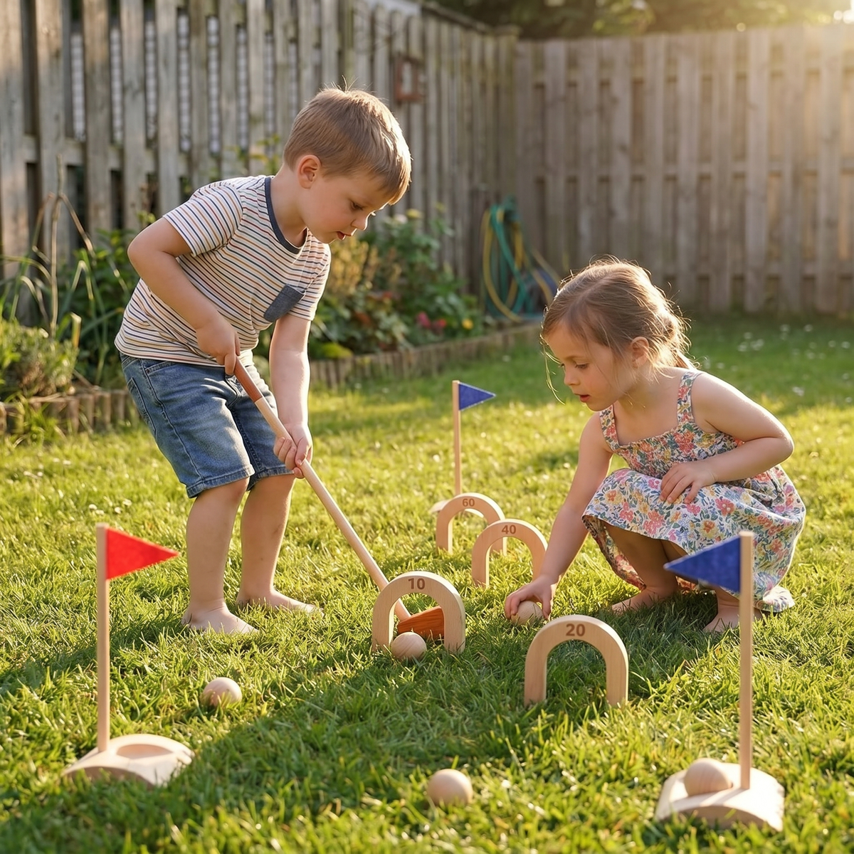 Wooden Kids Golf Set for Indoor Outdoor Play