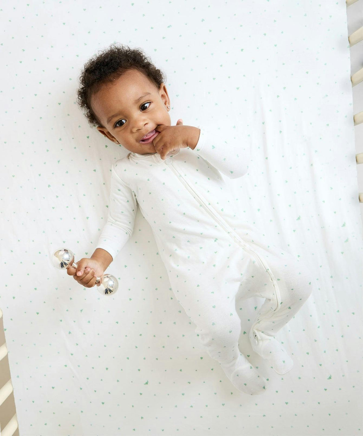 Crib Sheet, Seafoam Hearts
