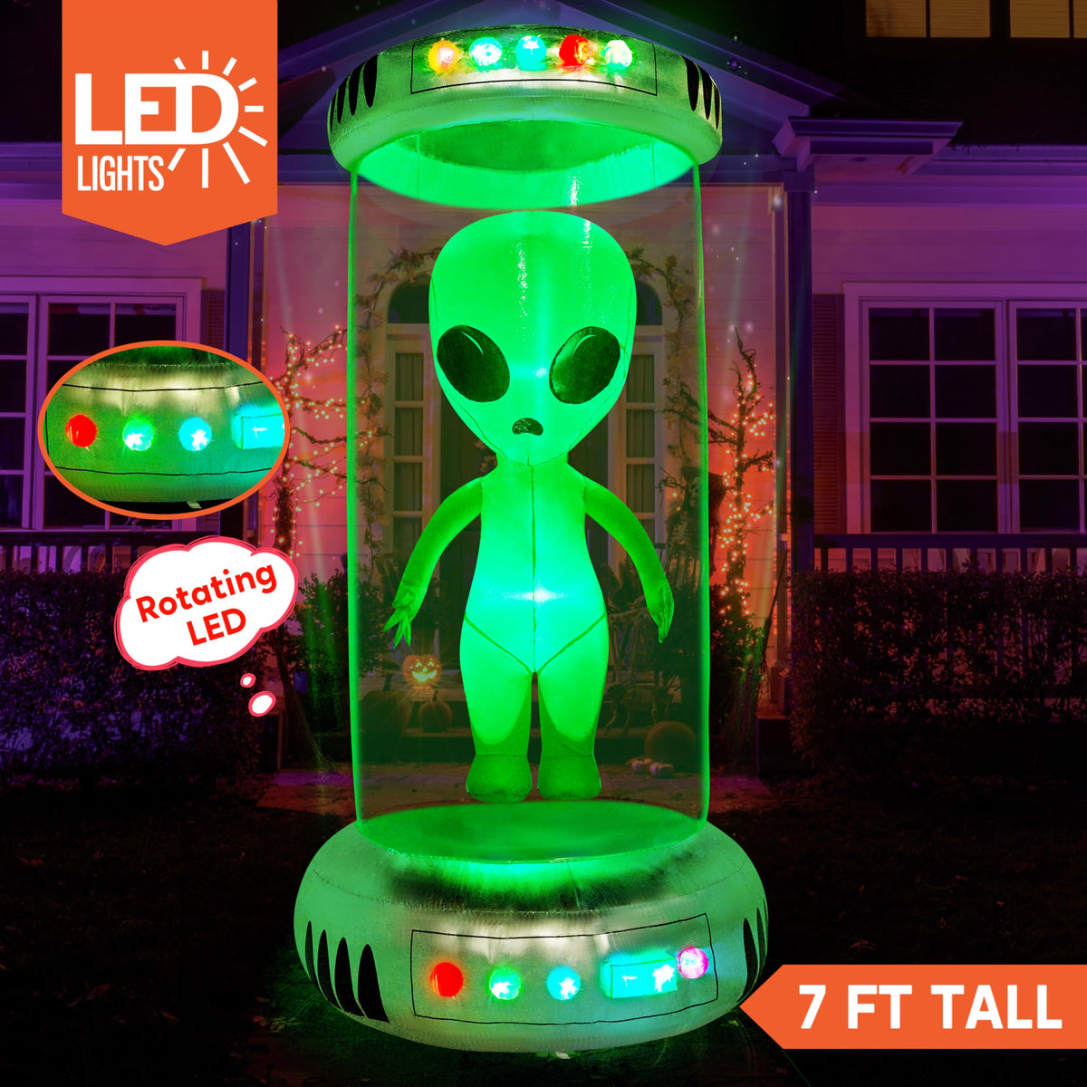 Joiedomi 7 FT Animated Alien Inflatable with Test Tube - LED Outdoor Decor