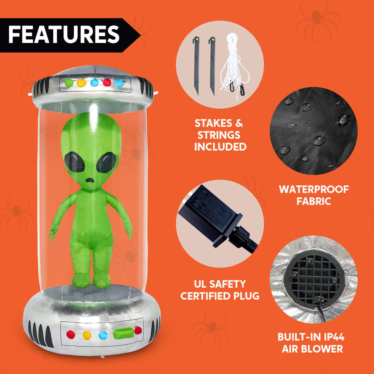 Joiedomi 7 FT Animated Alien Inflatable with Test Tube - LED Outdoor Decor