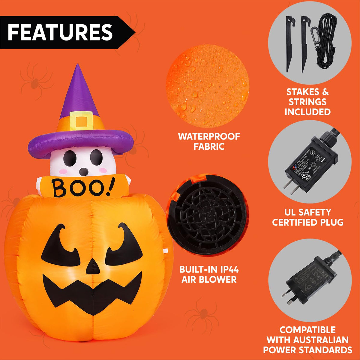 Joiedomi 5 FT Animated Pumpkin Ghost Inflatable - LED Outdoor Decor