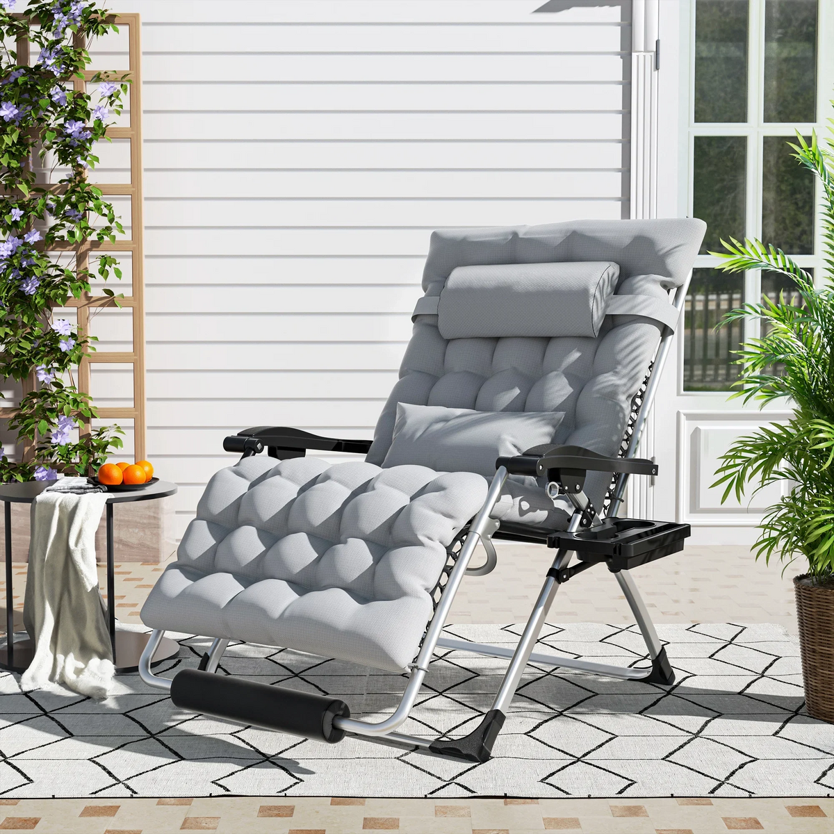 VIKRN Portable Folding Lounge Chair – Heavy-Duty Outdoor Recliner with 500LB Capacity