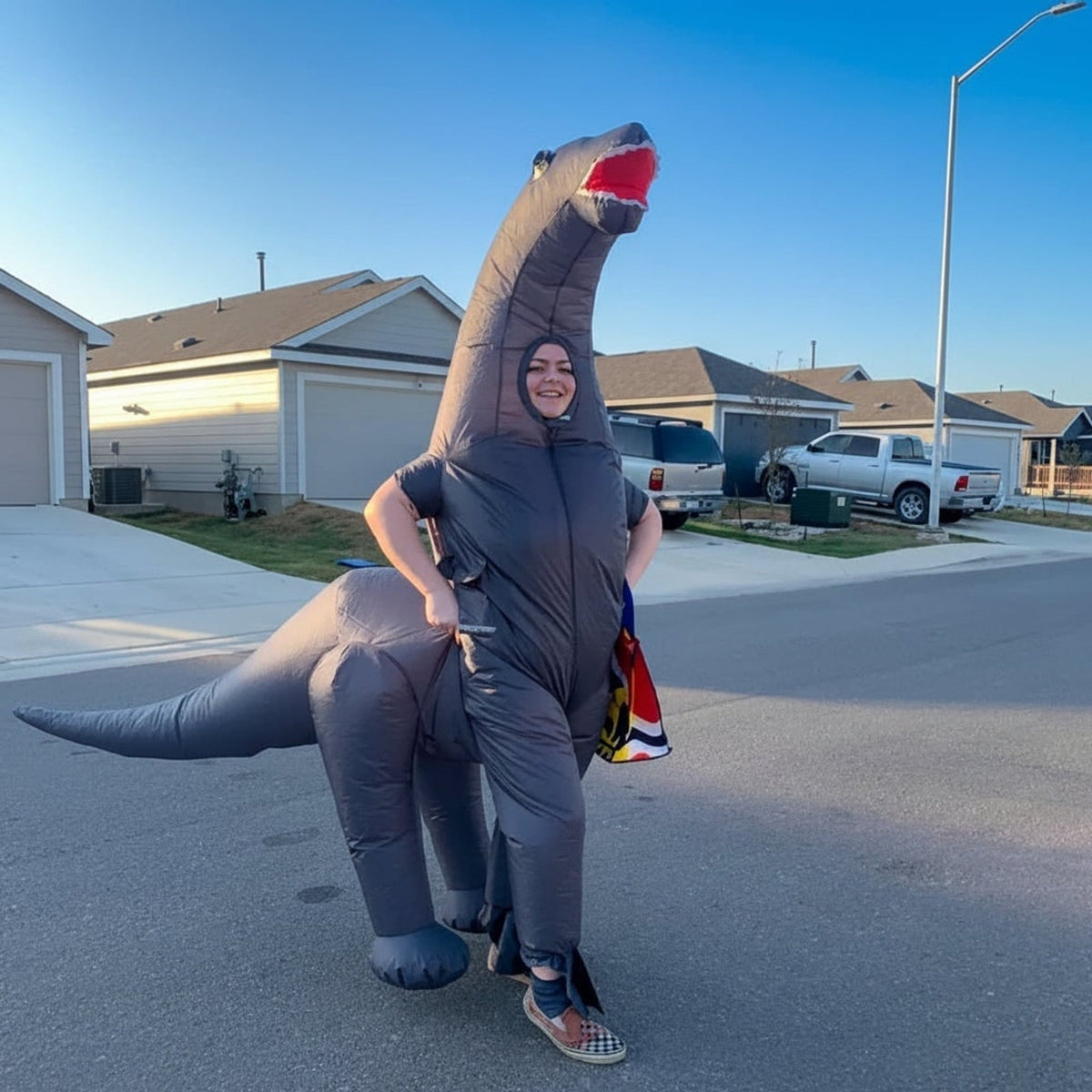 Inflatable Dinosaur Halloween Party Costume With Instant Dino Impact