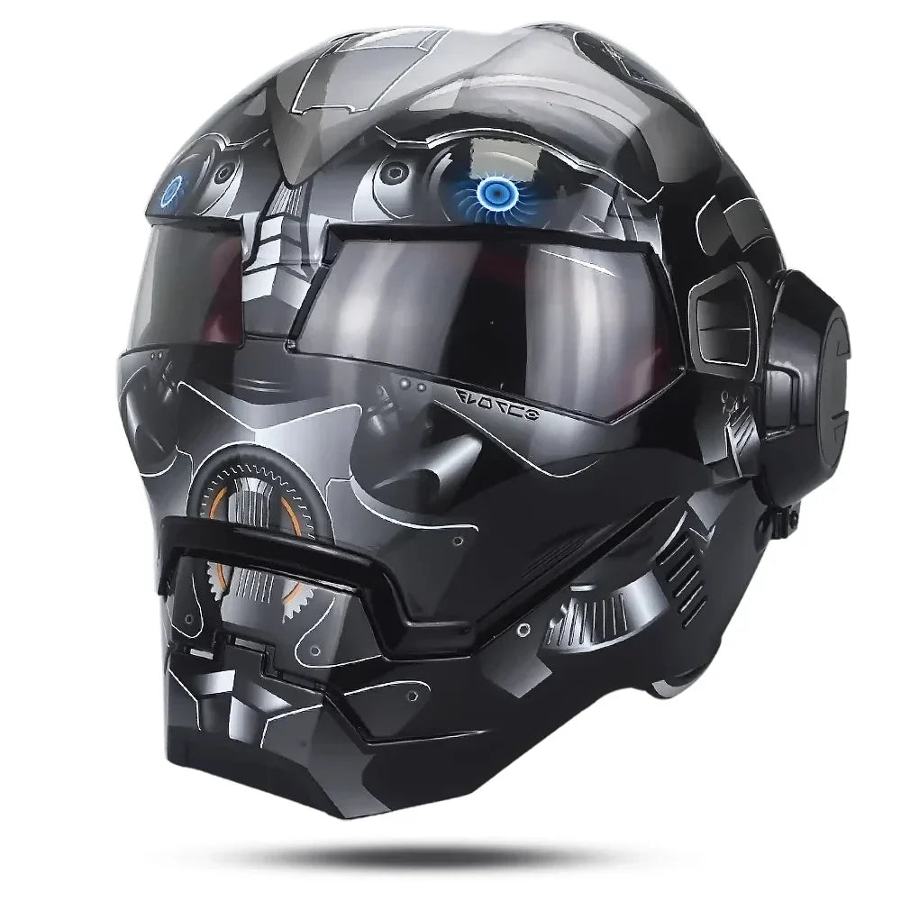 Retro Full-Face Motorcycle Helmet - Bubble Visor Vintage Cafe Racer Style