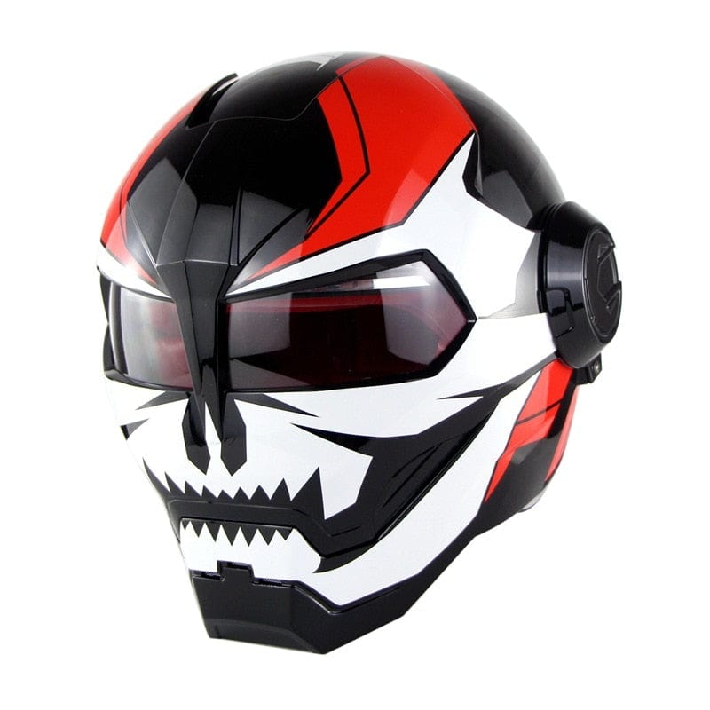 Flip-Up Modular Motorcycle Helmet - Retro Full-Face with Open Visor