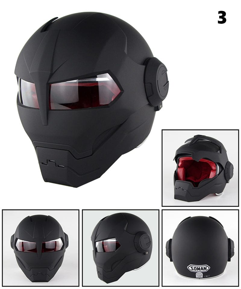 Flip-Up Modular Motorcycle Helmet - Retro Full-Face with Open Visor