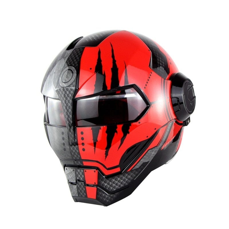 Flip-Up Modular Motorcycle Helmet - Retro Full-Face with Open Visor