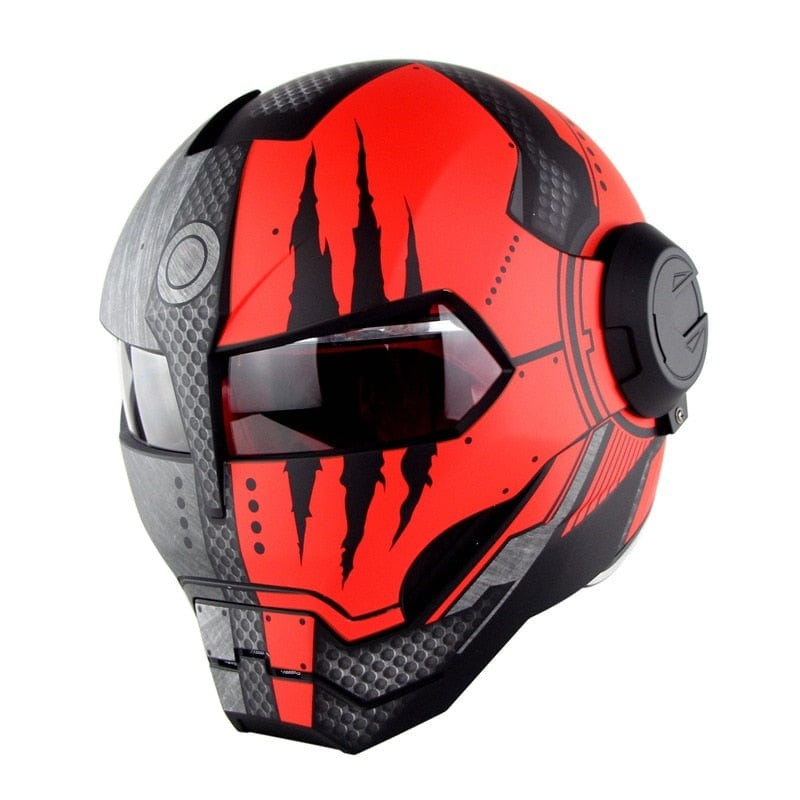 Flip-Up Modular Motorcycle Helmet - Retro Full-Face with Open Visor