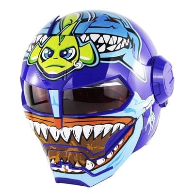 Flip-Up Modular Motorcycle Helmet - Retro Full-Face with Open Visor
