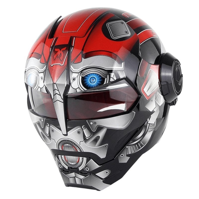 Flip-Up Modular Motorcycle Helmet - Retro Full-Face with Open Visor