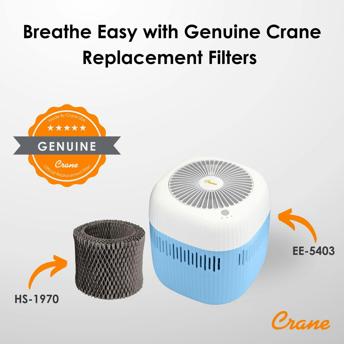 Evaporative Humidifier, Cool Mist 0.5 Gal Top Fill, UV Light, Wick Filter