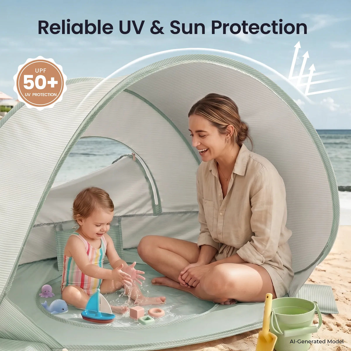 Tiny Land® 4-in-1 Tent: Beach Tent & Sand Toy Set