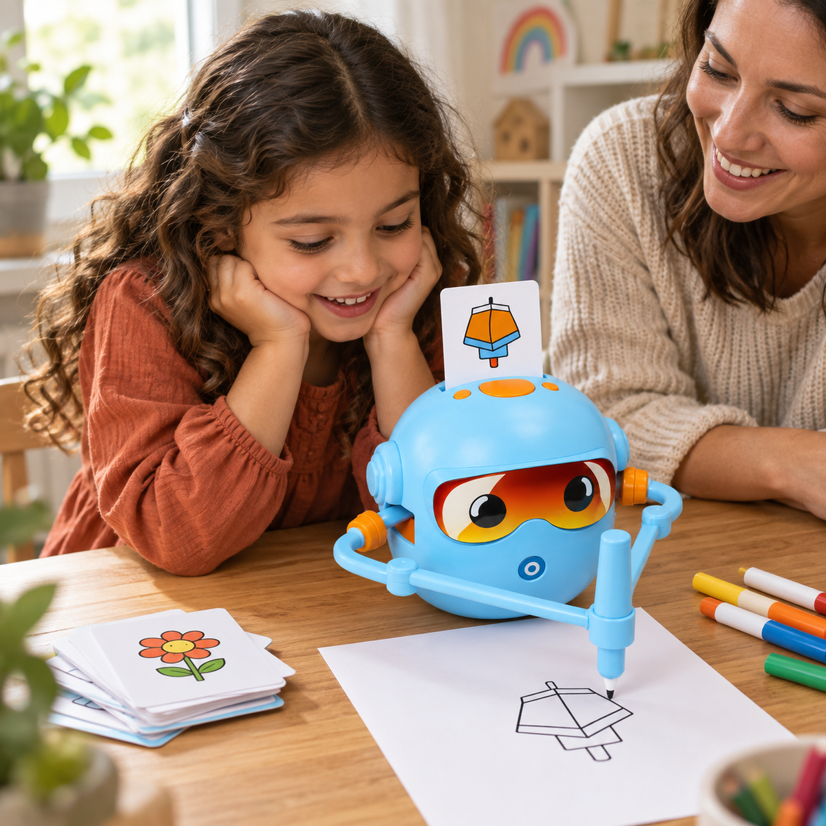 Kids Drawing Robot with 100 Activity Cards
