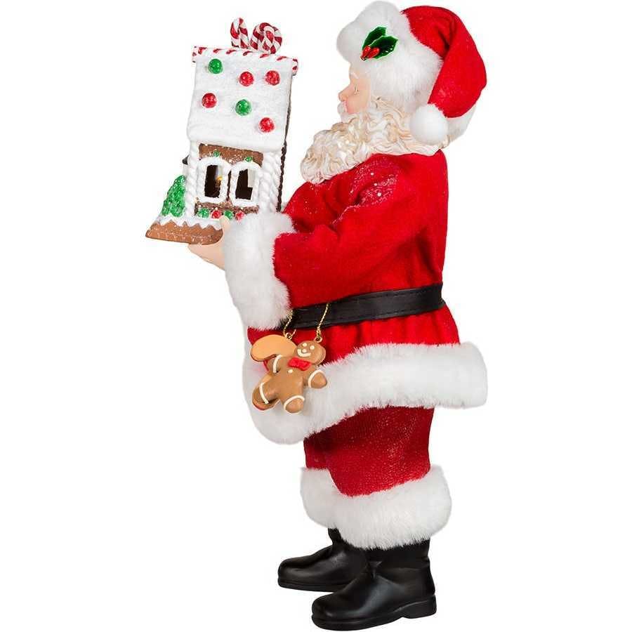 11-Inch Battery-Operated Santa with Light-Up Gingerbread House