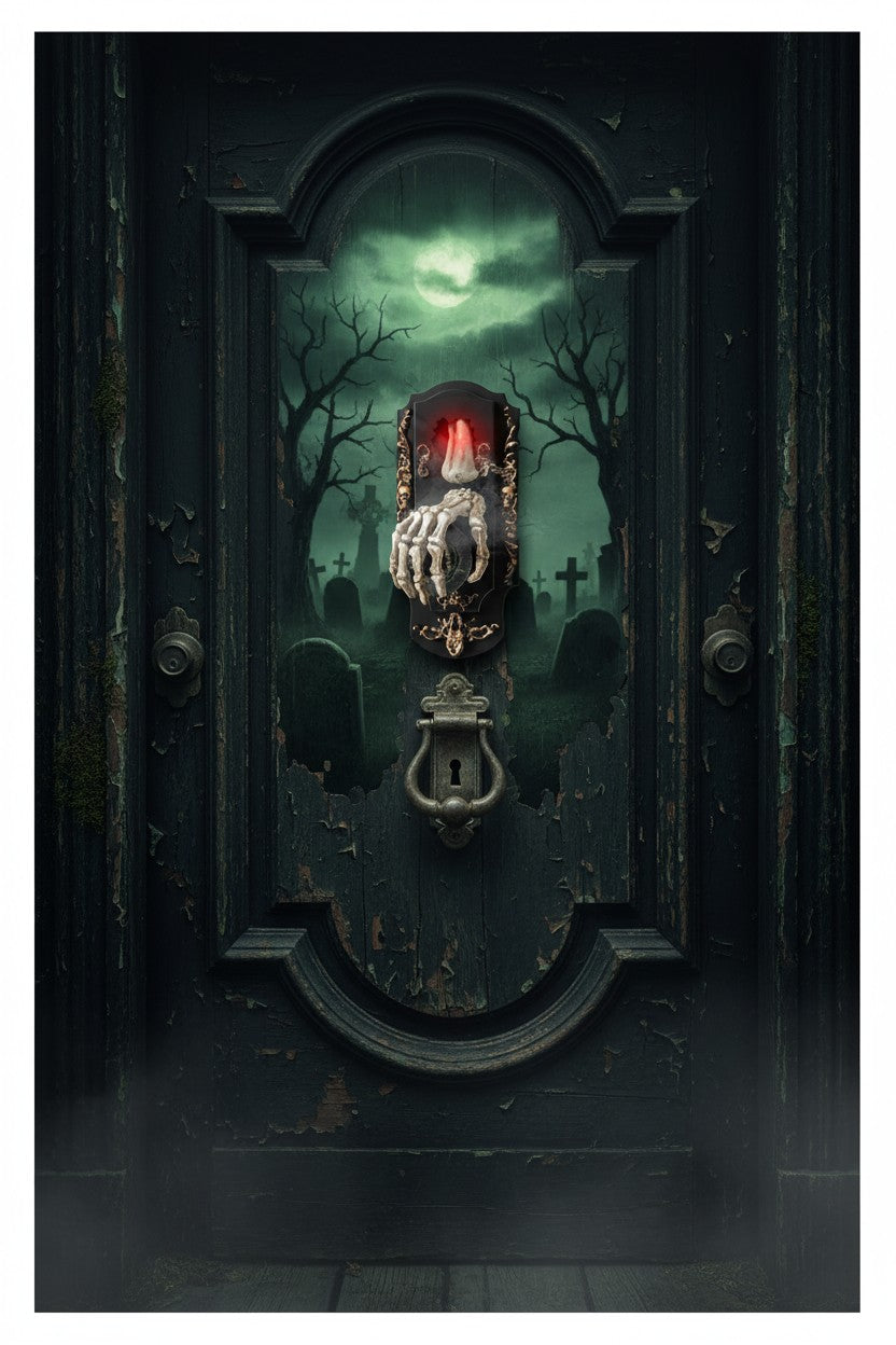 Motion Activated Halloween Doorbell with Glowing Moving Eyeball and Mist Spray