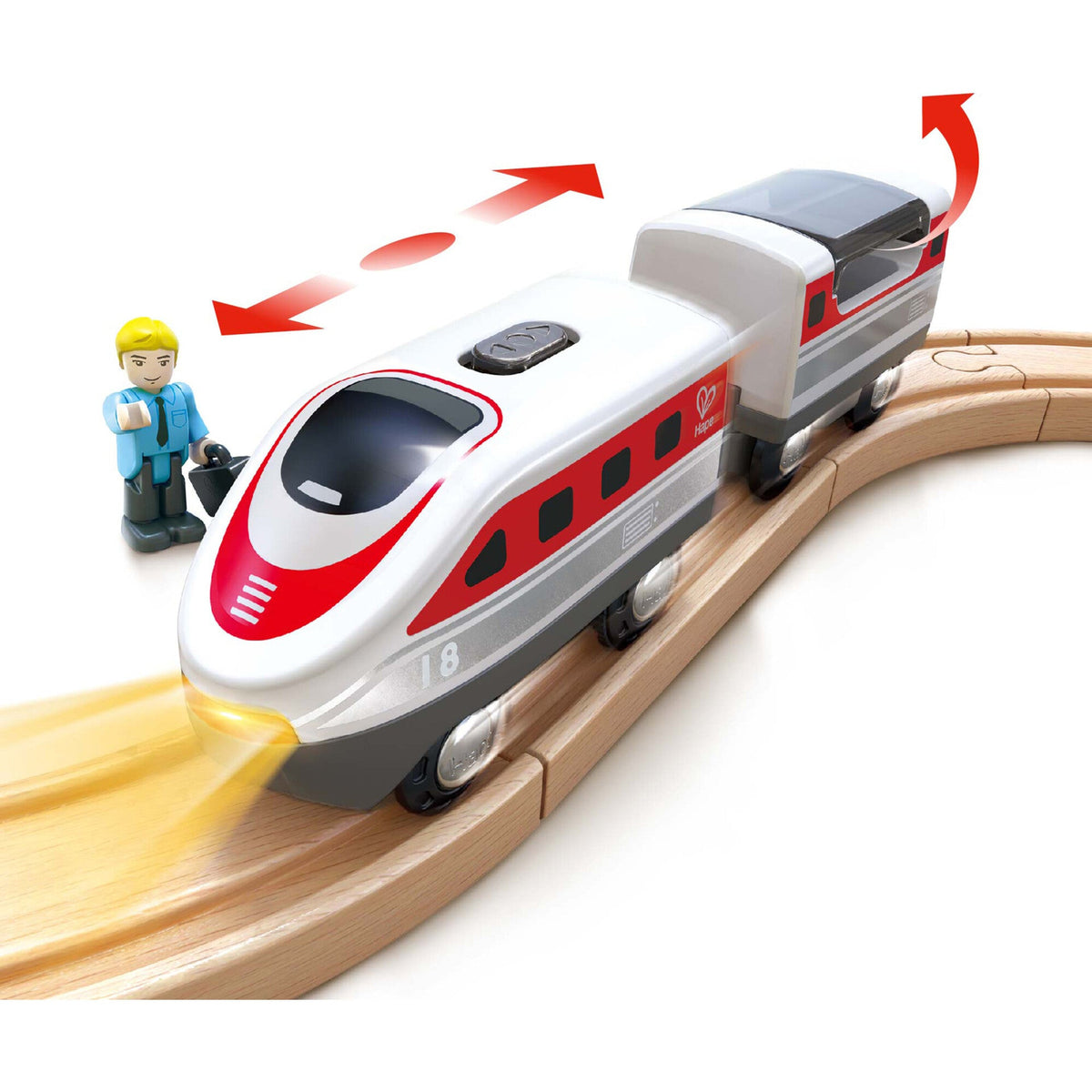 Hape: Intercity Battery Powered Train Set - Red & White