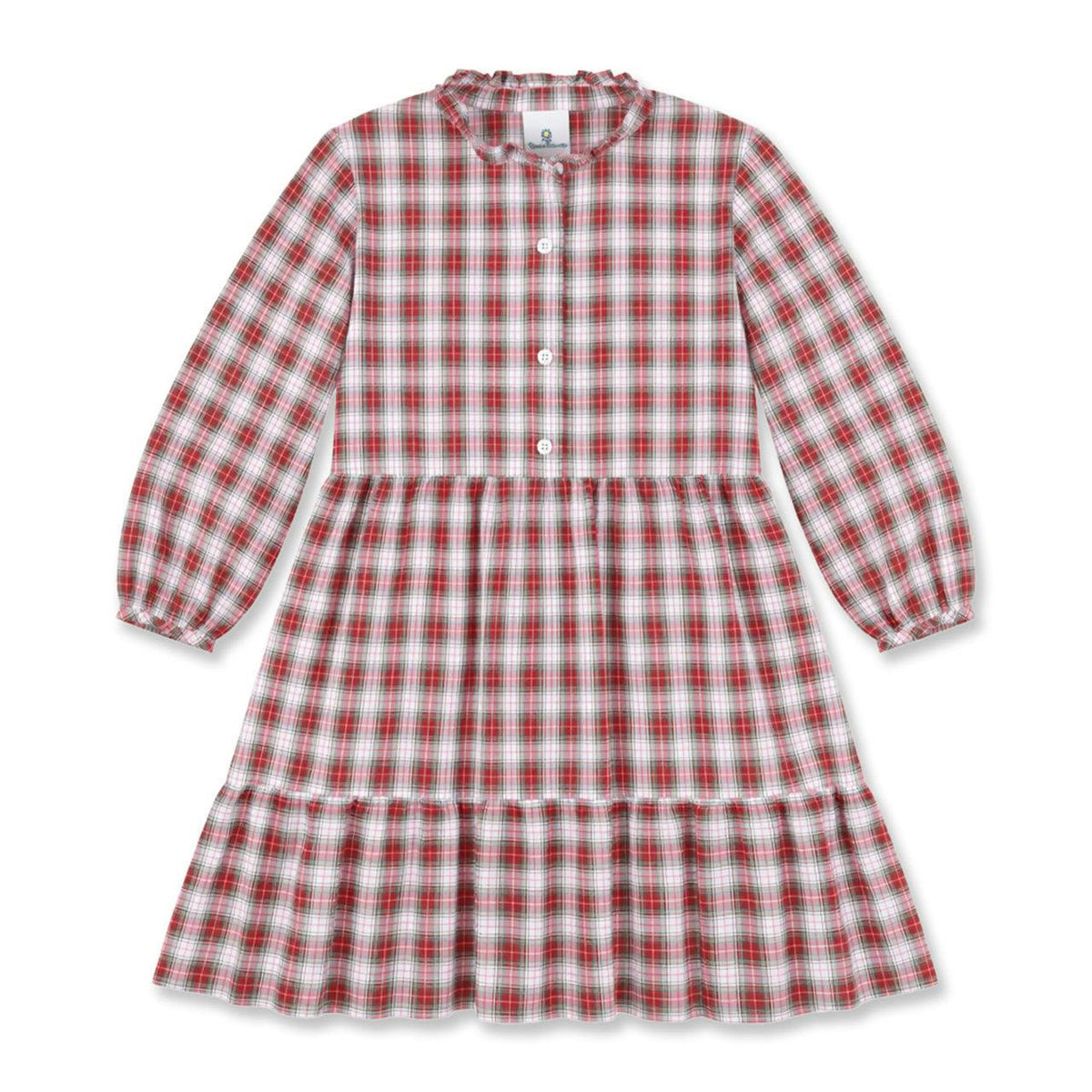 Plaid Shirt Dress with Ruffles