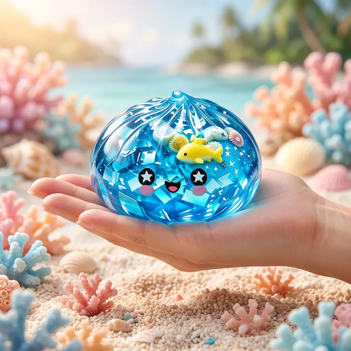 Coral Reef Ocean Glitter Dumpling Squishy